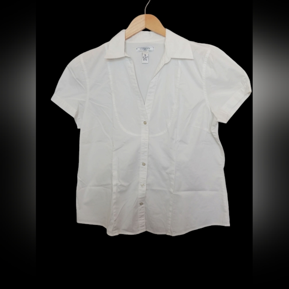 G.H. Bass & Co. Stretch White Short Sleeve Button Up Size XL